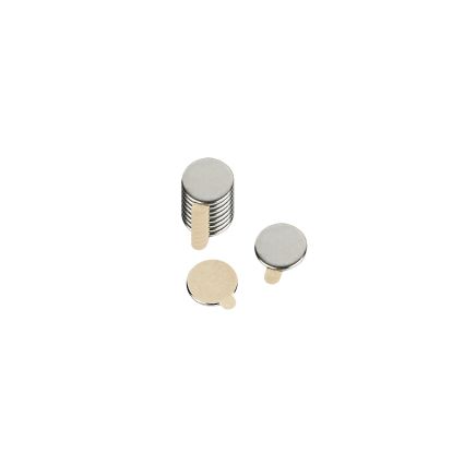10mm dia x 1mm thick Nickel Plated Mild Steel Disc with 3M™ Self-Adhesive