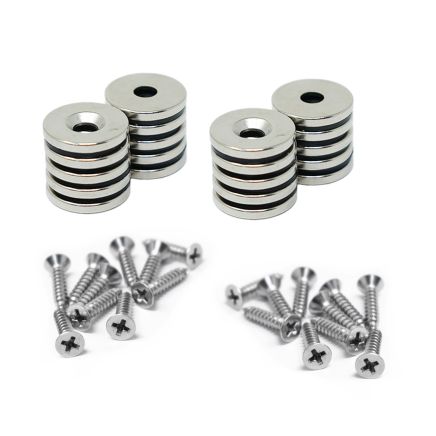 15mm dia x 2mm thick North & South Neodymium Countersunk Magnets & Screws Pack
