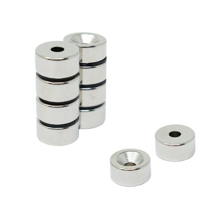 15mm dia x 7.5mm thick x 4.2mm c/sink Neodymium Magnet - 5.7kg Pull