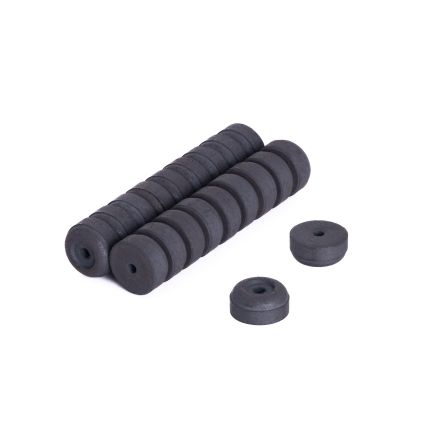 12mm O.D. x 2mm I.D. x 6mm thick Y10 Ferrite Magnets - 0.1kg Pull