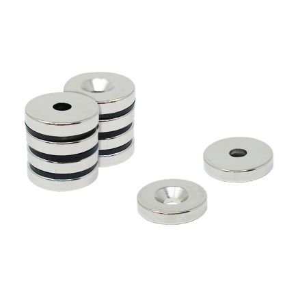 25mm dia x 5mm thick x 6mm c/sink Neodymium Magnet - 11.2kg Pull