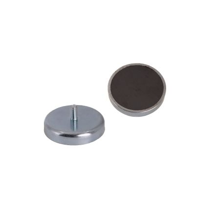40mm dia x 8mm thick Ferrite Pot Magnet with M5 External Thread - 14.9kg Pull