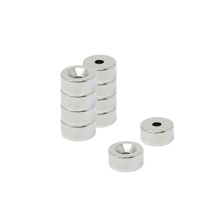 10mm dia x 5mm thick x 3.2mm c/sink Neodymium Magnet - 2kg Pull