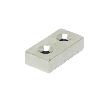 40 x 20 x 10mm thick x 5.5mm c/s N42 Neodymium Magnet - 24.4kg Pull