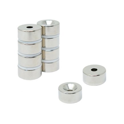 20mm dia x 10mm thick x 5.2mm c/sink Neodymium Magnet - 11kg Pull