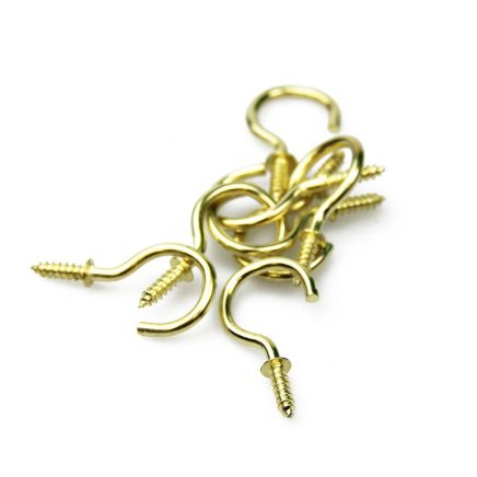 SCREWD 25mm Brass Plated Cup Hook Kit (4 Packs of 8)