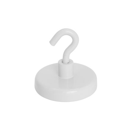 50mm dia Ferrite White Painted Clamping Magnet with M6 Hook  - 21.3kg Pull