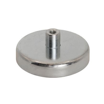 50mm dia x 10mm thick Ferrite Pot Magnet with M5 Internal Thread - 23kg Pull