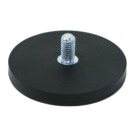 66mm dia x 8mm thick Rubber Coated POS Magnet c/w M8 x 15mm External Thread