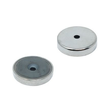 40mm dia x 8mm thick x 5mm c/sink Ferrite Y30BH Pot Magnet - 11kg Pull