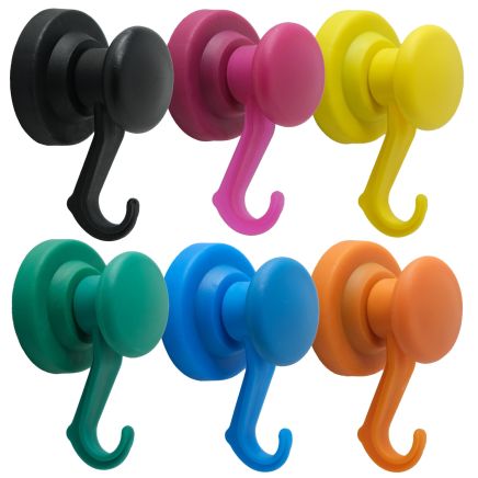 43mm dia Rubber Coated Neodymium Magnet with Swivel Hook - 2kg Pull
