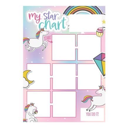MagFlex® A3 Magnetic Unicorn Reward Chart with Colourful Star Magnets - Flexible Magnetic Sheet