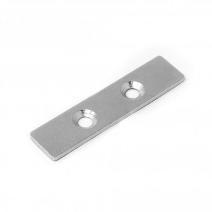 61 x 14.5 x 2mm thick Nickel Plated Mild Steel Plate + 2x 5.25mm c/sunk holes