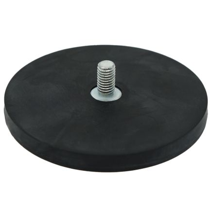 88mm dia x 8mm thick Rubber Coated POS Magnet c/w M8 x 15mm External Thread