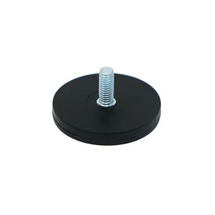 43mm dia x 6mm thick Rubber Coated POS Magnet c/w M6 x 15mm External Thread - 8kg Pull