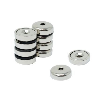 16mm dia x 5mm thick x 3mm c/sink N42 Neodymium Pot Magnet - 9.6kg Pull